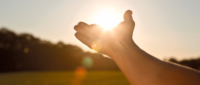 hand holding out to the sun