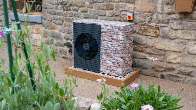 heat pump wrapped in brick